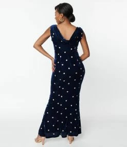 New Arrivals! Unique Vintage Navy Velvet & Cream Florals Goldwyn Gown