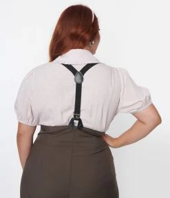 Unique Vintage Plus Size Dusty Rose Gingham & Heart Print Blouse Clothing