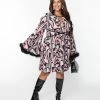 Smak Parlour Plus Size Black & Pink Psychedelic Print Mini Dress Clothing