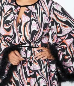 Smak Parlour Plus Size Black & Pink Psychedelic Print Mini Dress Clothing