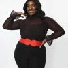 Unique Vintage Plus Size Black & Red Heart Dot Sheer Donna Blouse