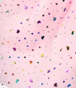 New Arrivals! Unique Vintage Plus Size Pink & Foil Hearts Sweetie Pie Swing Skirt