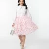 Unique Vintage Pink & Foil Hearts Sweetie Pie Swing Skirt