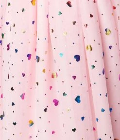 Unique Vintage Pink & Foil Hearts Sweetie Pie Swing Skirt