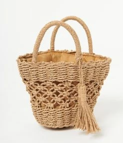 Anarchy Street Handbags Tan Braided Straw Tote Handbag