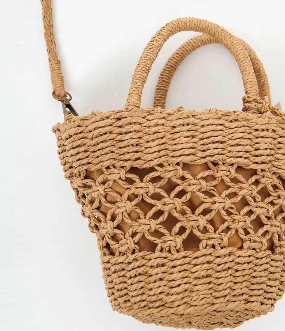 Anarchy Street Handbags Tan Braided Straw Tote Handbag