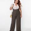 Unique Vintage Plus Size Charcoal Grey Thelma Suspender Pants New Arrivals!