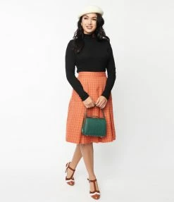 Pop Soda Hell Bunny Orange Plaid Zora Mini Skirt