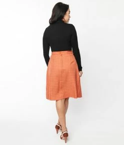 Pop Soda Hell Bunny Orange Plaid Zora Mini Skirt