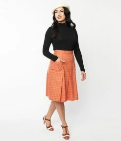 Pop Soda Hell Bunny Orange Plaid Zora Mini Skirt
