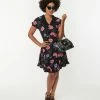 Pop Soda Sale Hell Bunny Black Spiderweb & Roses Eloise Mini Dress