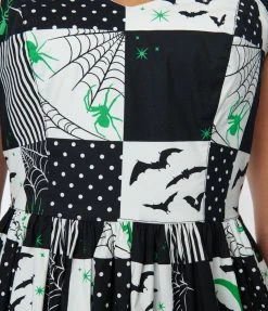 Pop Soda Hell Bunny Black & White Spooky Checks Swing Dress