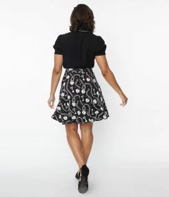 Pop Soda Clothing Hell Bunny Black & White Heart Lock Mini Skirt