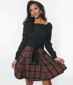 Pop Soda Hell Bunny Red Plaid Smith Flare Skirt Trending