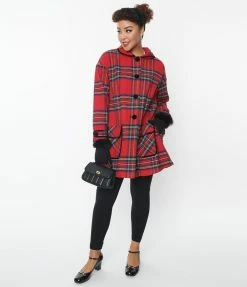 Pop Soda Clothing Hell Bunny Red Plaid Stanley Coat