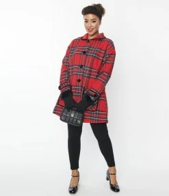 Pop Soda Clothing Hell Bunny Red Plaid Stanley Coat