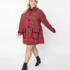 Pop Soda Hell Bunny Plus Size Red Plaid Stanley Coat
