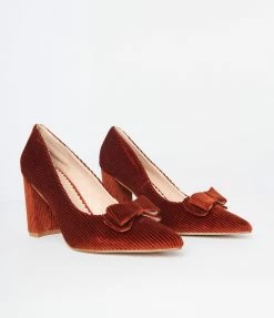 Unique Vintage Rust Corduroy Bow Pump Trending