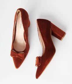 Unique Vintage Rust Corduroy Bow Pump Trending