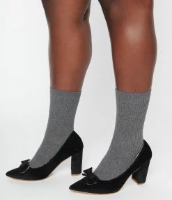 Unique Vintage Brand Unique Vintage Black Corduroy Bow Pump