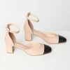 Unique Vintage Nude & Black Leatherette Heels