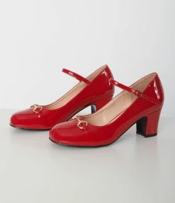 Unique Vintage Brand Unique Vintage Red Patent Leatherette Mary Jane Heels