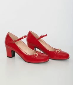 Unique Vintage Brand Unique Vintage Red Patent Leatherette Mary Jane Heels