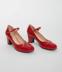 Unique Vintage Brand Unique Vintage Red Patent Leatherette Mary Jane Heels