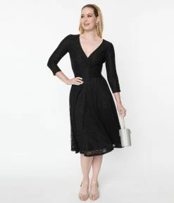 Unique Vintage Black Lace Gilda Swing Dress New Arrivals!