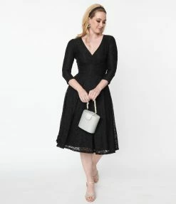 Unique Vintage Black Lace Gilda Swing Dress New Arrivals!