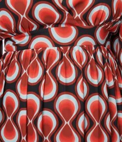 New Arrivals! Unique Vintage Plus Size Red Retro Infinity Print Maxi Dress