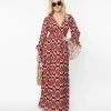 New Arrivals! Unique Vintage Red Retro Infinity Print Maxi Dress