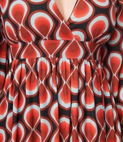 New Arrivals! Unique Vintage Red Retro Infinity Print Maxi Dress
