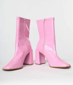 Fortune Dynamic New Arrivals! Pink Patent Ankle Gogo Boot