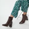 Fortune Dynamic Shoes Brown Patent Leatherette Ankle Boots