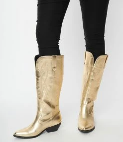 Fortune Dynamic Shoes Gold Metallic Cowboy Boot