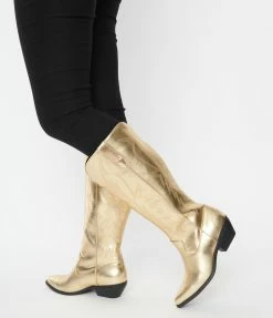 Fortune Dynamic Shoes Gold Metallic Cowboy Boot