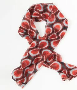 Unique Vintage Red Retro Infinity Print Long Hair Scarf