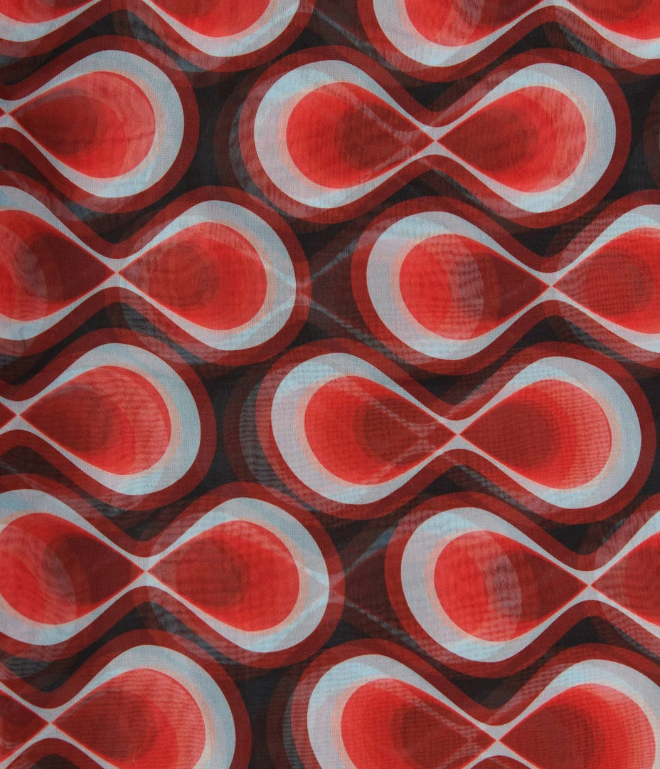 Unique Vintage Red Retro Infinity Print Long Hair Scarf