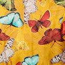 Unique Vintage Plus Size Mustard & Multi Butterfly Neck Tie Flare Dress New Arrivals!