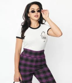 MISCHIEF MADE White & Black Dear Spider Fitted Ringer Tee Clothing