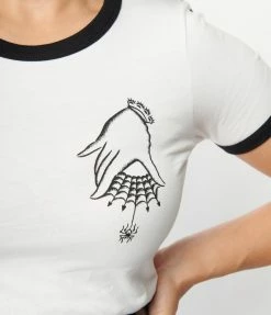 MISCHIEF MADE White & Black Dear Spider Fitted Ringer Tee Clothing