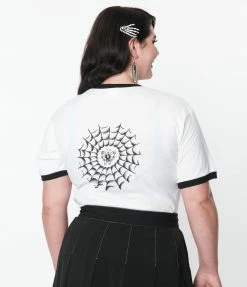 MISCHIEF MADE White & Black Dear Spider Fitted Ringer Tee Clothing