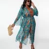 New Arrivals! Unique Vintage Plus Size Peacock & Tigers Long Sleeved Kimono