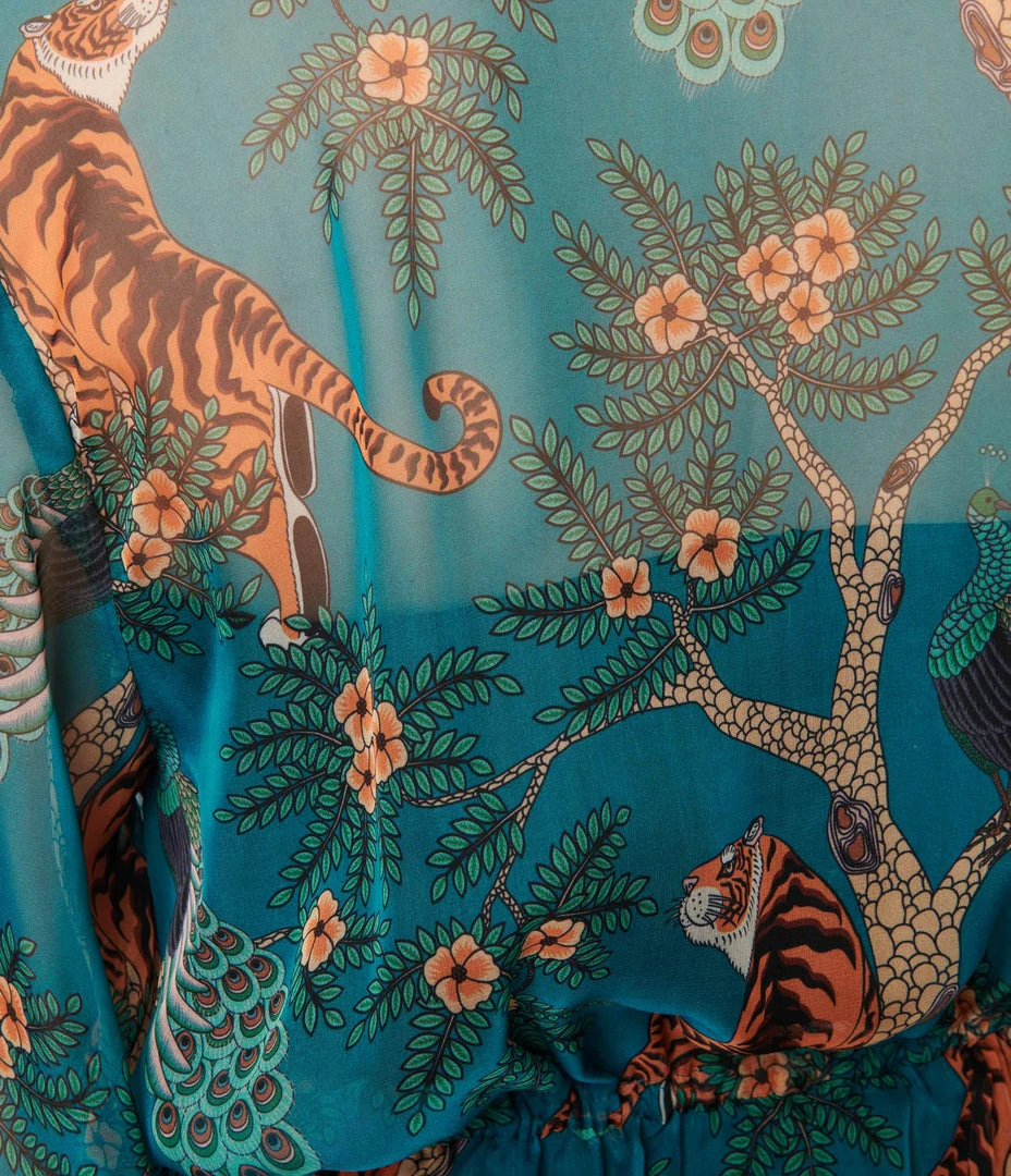 Unique Vintage Peacock & Tigers Long Sleeved Kimono New Arrivals!