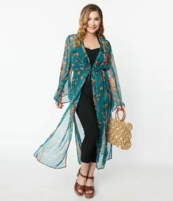 Unique Vintage Peacock & Tigers Long Sleeved Kimono New Arrivals!