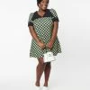 New Arrivals! Smak Parlour Plus Size Black & Green Check Mini Dress