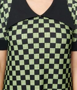 Smak Parlour Black & Green Check Mini Dress New Arrivals!