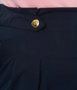 Unique Vintage Plus Size Navy Wide Leg Pants Clothing