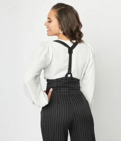 Clothing Unique Vintage Ivory Ruffle Bishop Sleeve Blouse